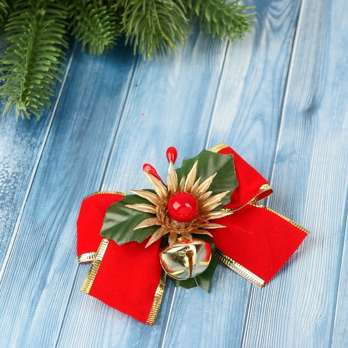 Украшение ёлочное Украшение ёлочное "Зимнее чудо" (набор 3 шт) бантик цветок, 11х6,5 см, красный