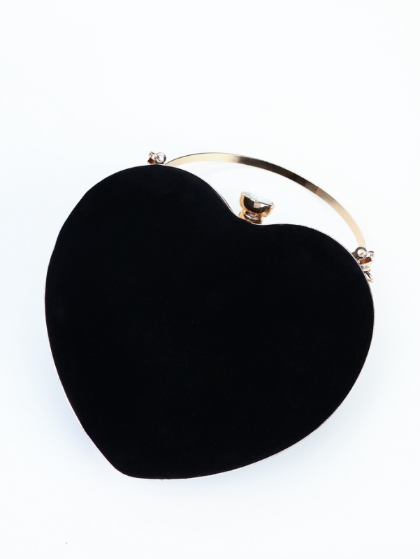 Сумка жен, 18*9*20, отд на фермуаре, цепь, текстиль, сердце, черный