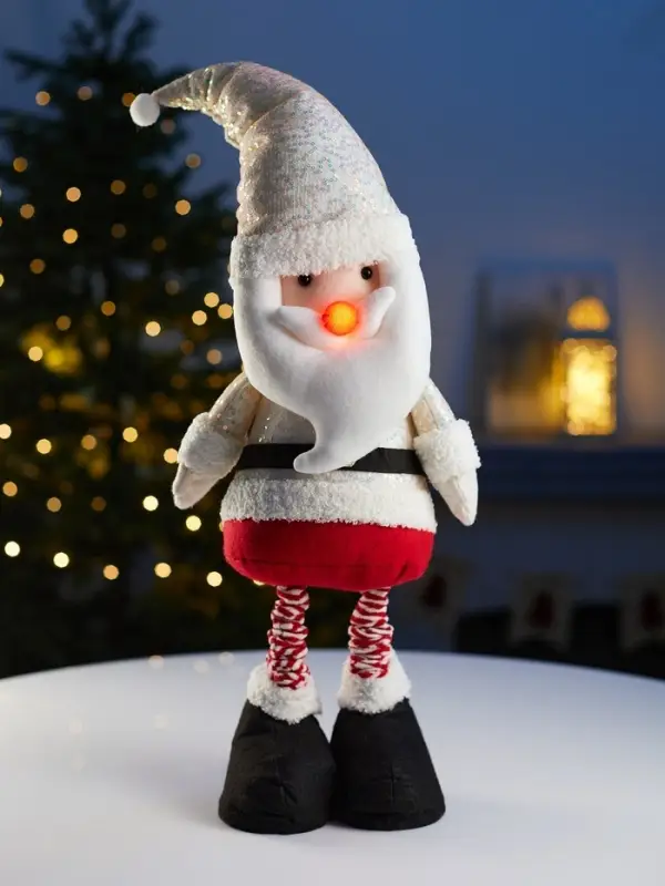 Светодиодная фигура &laquo;Дед Мороз&raquo; 55-84 см, текстиль, телескопические ножки, 1 LED, от батареек LR1130&times;3, свечение тёплое белое