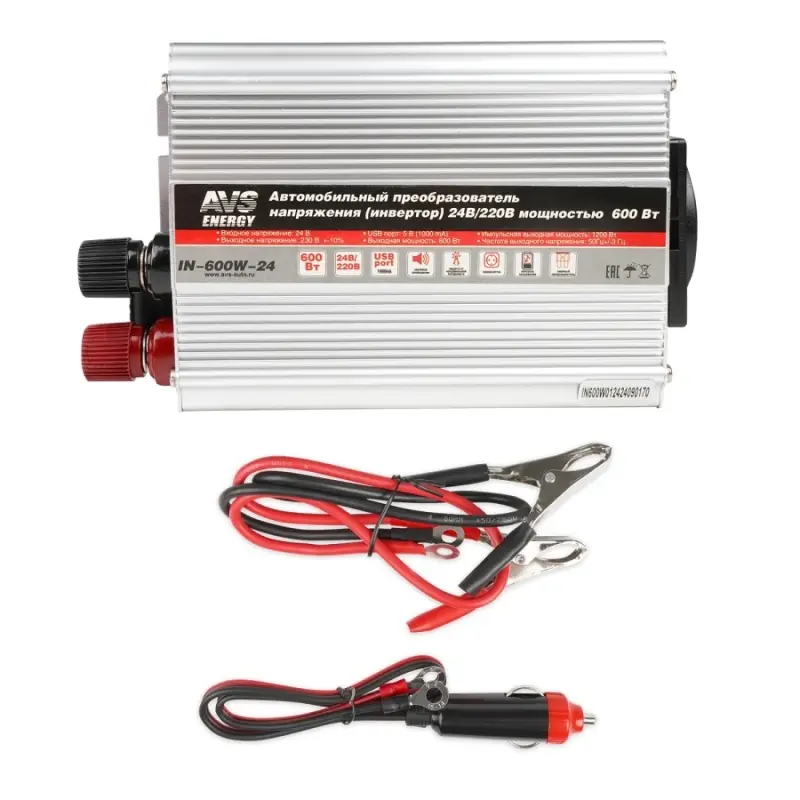 Автомобильный инвертор 24/220V AVS IN-600W-24
