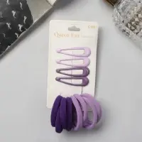 Набор для волос QF &laquo;Мира&raquo;, 12 шт.: 4 невидимки 5 см, 8 резинок 3.5 см, сиреневый