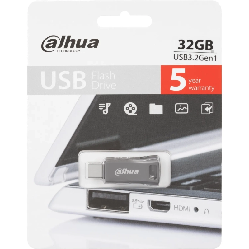 Флеш-память Dahua 32 Гб, USB3.2 Gen1 Type A и Type C DHI-USB-P639-32-32GB