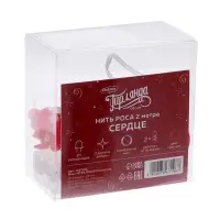 Гирлянда &laquo;Нить&raquo; 2 м, роса с насадками &laquo;Сердце&raquo;, IP20, серебристая нить, 20 LED, свечение красное, 2 режима, ААх2