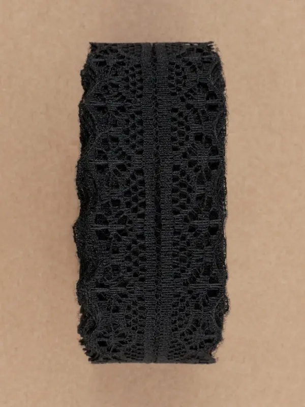 Кружево капроновое, 30 мм, 10&plusmn;1 м, чёрное