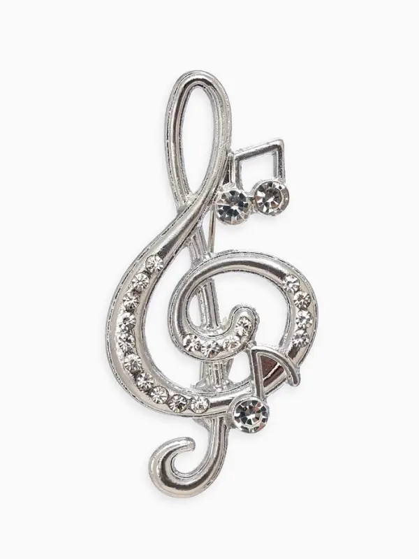 Брошь &laquo;Нота. Скрипичный ключ&raquo;, белая в серебре