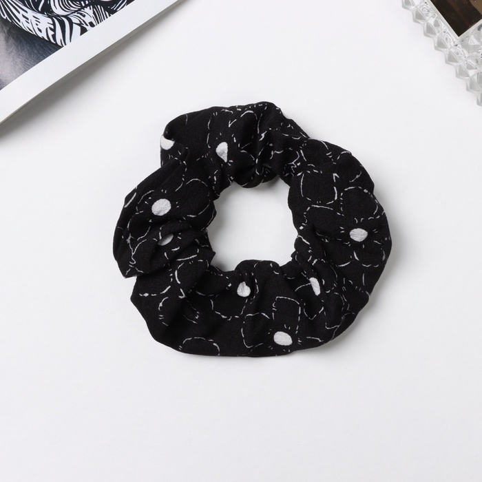 Резинка для волос Резинка для волос "Орбита" цветы стиль, 10 см, бело-чёрный