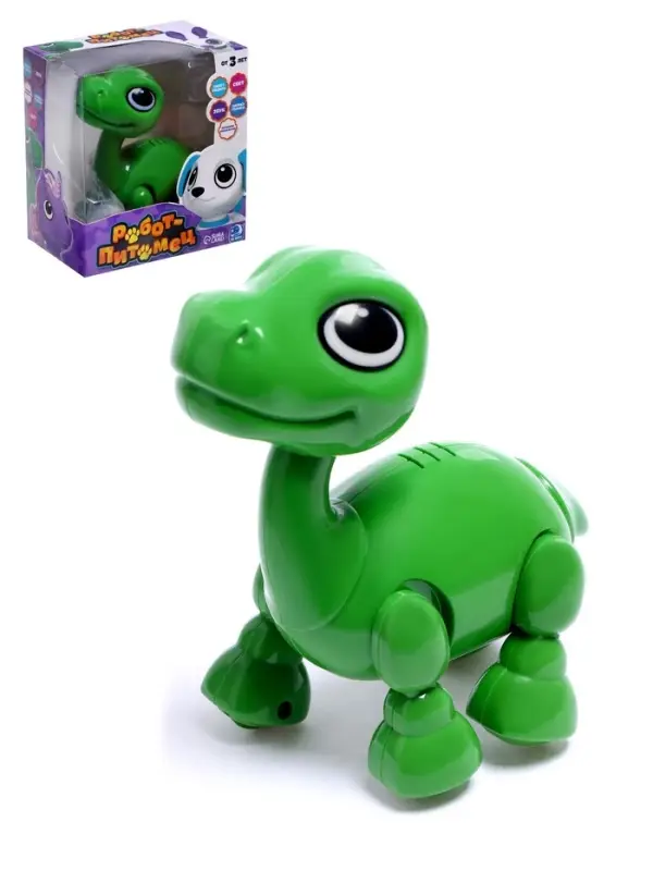 Робот - питомец "Динозаврик", свет и звук эффекты, работает от бат. В ПАКЕТЕ