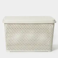 Корзина для хранения &laquo;Ротанг&raquo;, 23 л, 45&times;30&times;26.5 см, с крышкой, белая