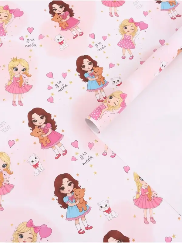 Бумага упаковочная &laquo;Принцесса&raquo;, глянец, 60&times;90 см