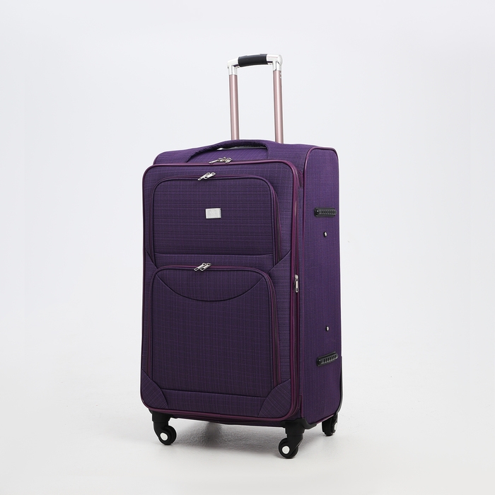 Чемодан большой 95 л (L), отдел на молнии, с расширением, кодовый замок, 3 колеса, 2 наружных кармана, цвет фиолетовый Чемодан большой 95 л (L), отдел на молнии, с расширением, кодовый замок, 3 колеса, 2 наружных кармана, цвет фиолетовый