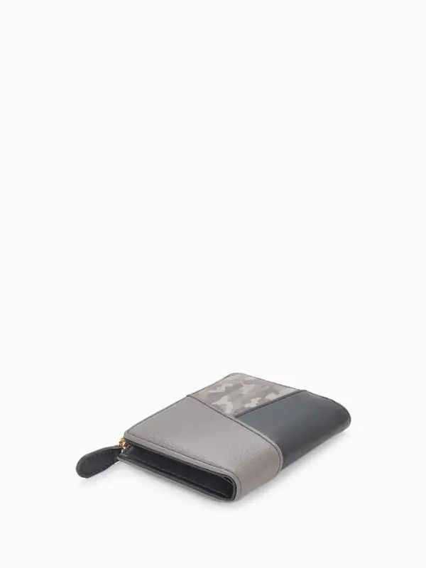 Кошелёк женский на кнопке, 11.5&times;2&times;9 см, комбинированный, серый