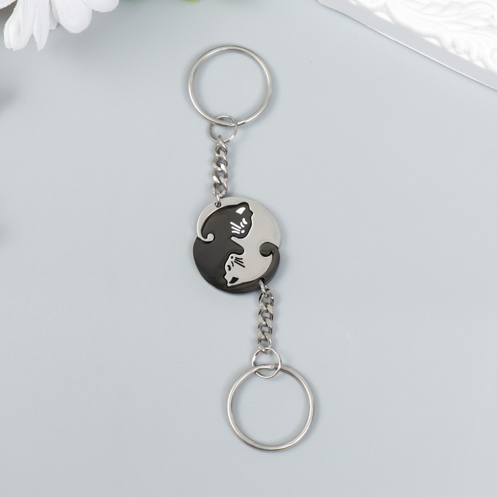 Брелок металл 2в1  Брелок металл 2в1 "Инь-ян - два котёнка" 7х2 см