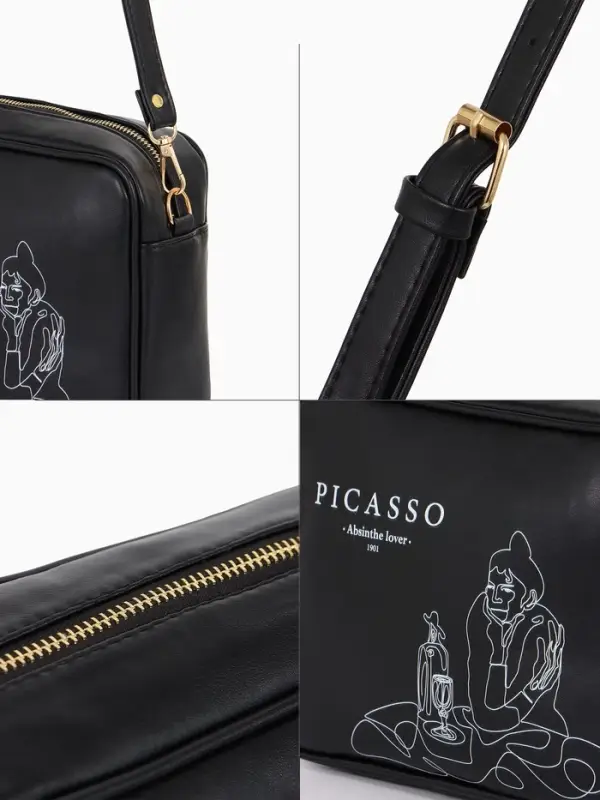 Сумка женская на молнии TEXTURA, 22&times;8&times;17 см, с принтом, чёрная