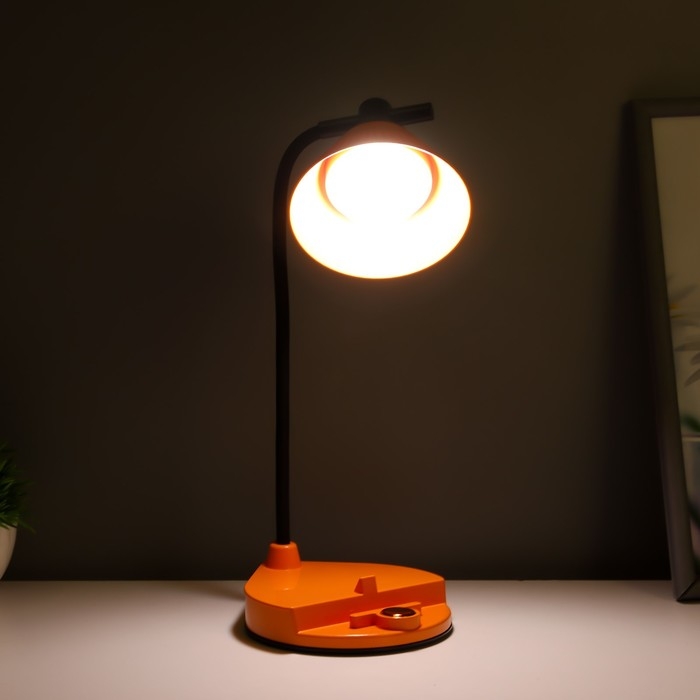 Настольная лампа  Настольная лампа "Парасоль" LED, от USB/АКБ 6 Вт сенсор 3000-6000 оранжевый 14х10х37 см RISALUX  100