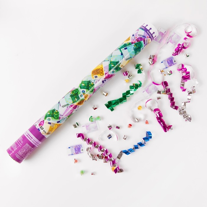 Пневмохлопушка &laquo;ЕВРО&raquo;, серпантин, бумага, евро, 50 см