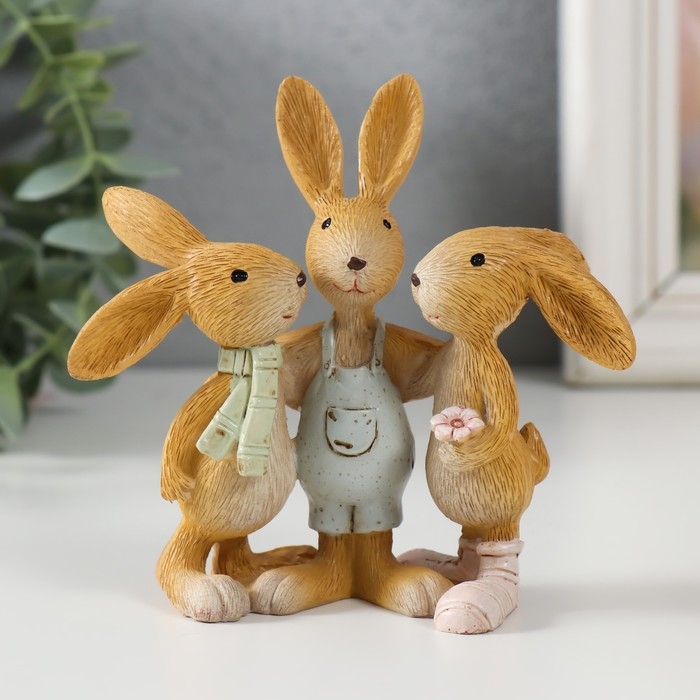 Сувенир полистоун Сувенир полистоун "Зайчата - три друга" 11,5х5х11 см