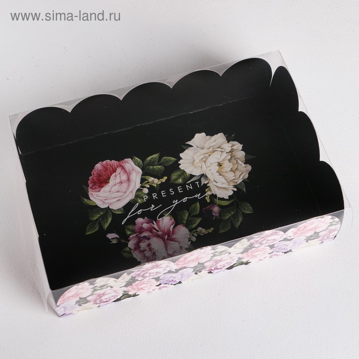 Коробка для печенья, кондитерская упаковка с PVC крышкой, Present, 20 х 30 х 8 см Коробка для печенья, кондитерская упаковка с PVC крышкой, Present, 20 х 30 х 8 см