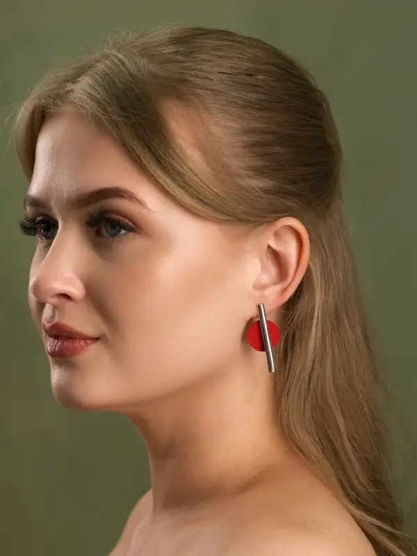 Серьги ассорти &laquo;Арт&raquo;, линии, красные в серебре