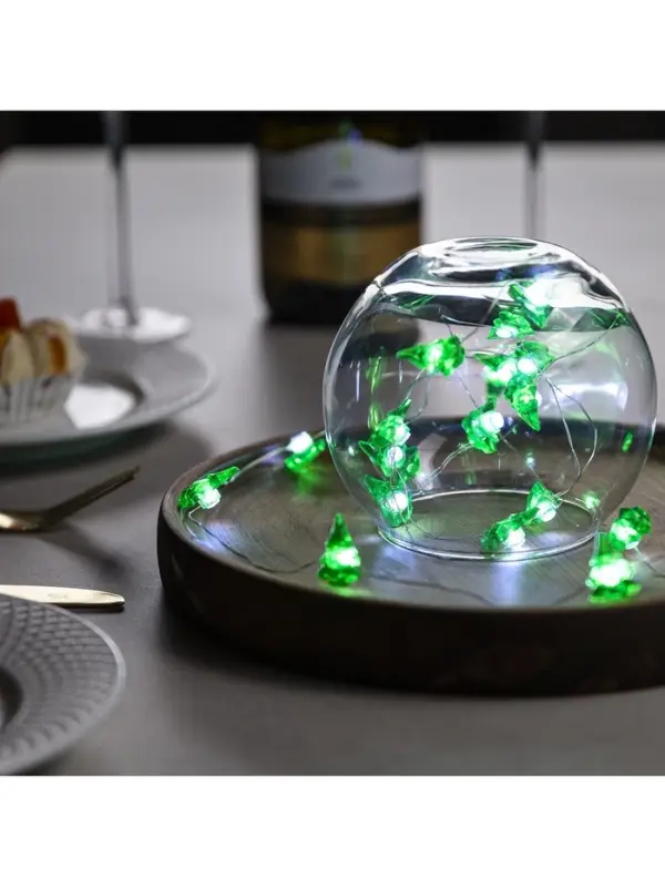 Гирлянда &laquo;Нить&raquo; 2 м, роса с насадками &laquo;Ёлочка&raquo;, IP20, серебристая нить, 20 LED, 2 режима, от батареек АА&times;2, свечение белое