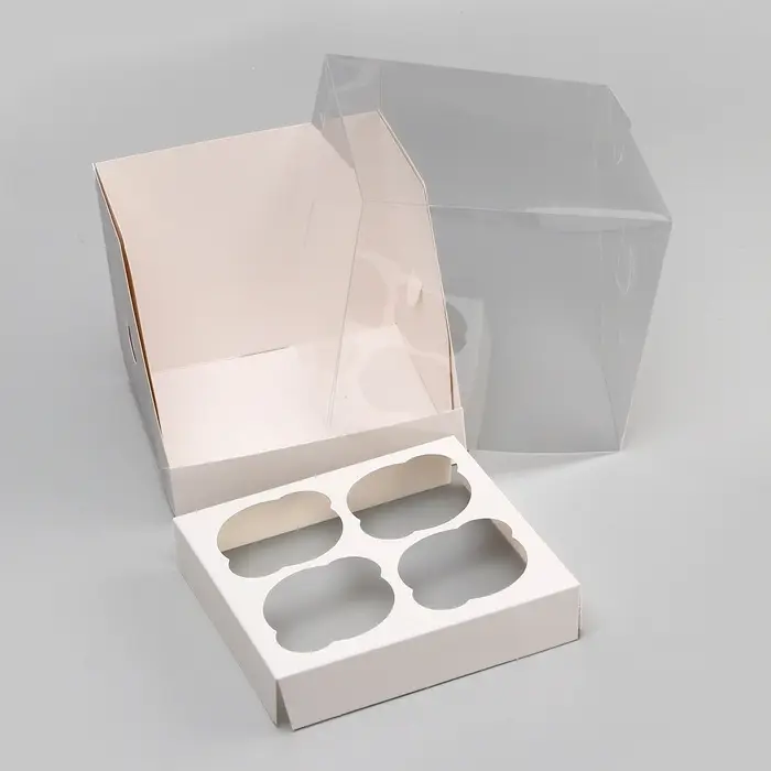 Коробка для 4 капкейков, белая 16&times;16&times;14 см