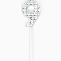 Свеча для торта &laquo;Элемент&raquo;, цифра "9" серебро