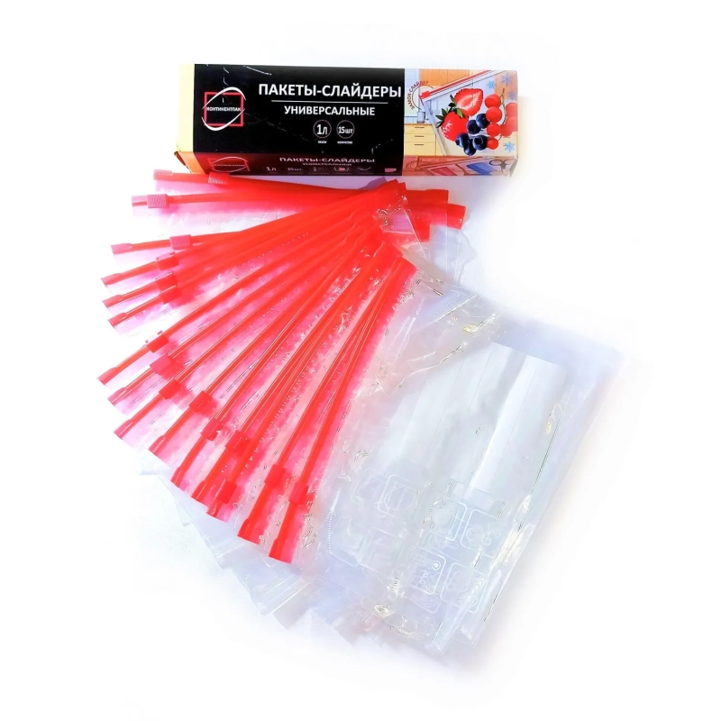 Пакет с замком слайдер 1л 22х18х3 40 мкм для хранения/замораживания 15 шт