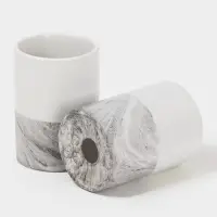 Аксессуары для ванной SAVANNA Stone gray, 4 предмета, дозатор для мыла 390 мл, 2 стакана, мыльница, белые