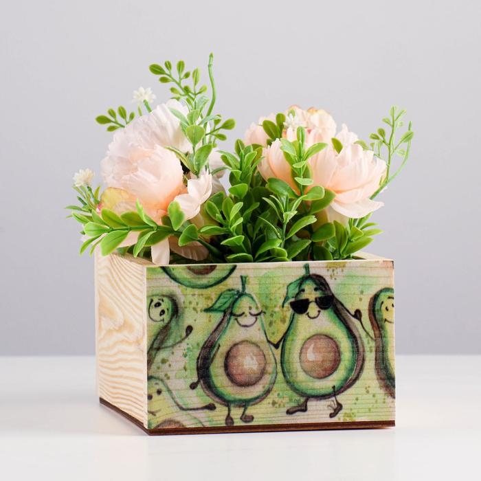 Кашпо деревянное  Кашпо деревянное "Авокадо"14,5×12,5×8,5 см