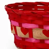 Корзина плетеная 25 х 20 х 10 см, без ручек розовый с сердечками