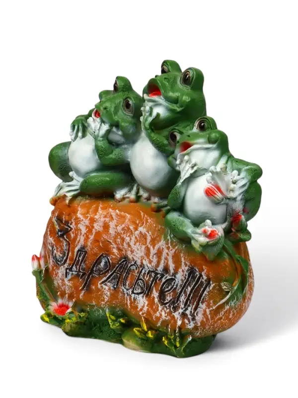 Садовая фигура из полистоуна &laquo;Лягушка на камне&raquo;, 30&times;10&times;35 см