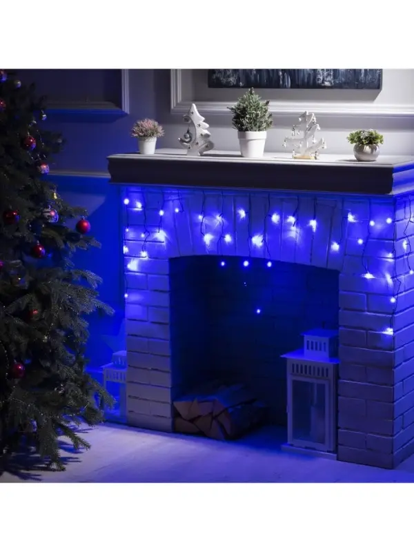 Гирлянда &laquo;Бахрома&raquo; 3&times;0.5 м, IP20, тёмная нить, 80 LED, свечение синее, 8 режимов, 220 В