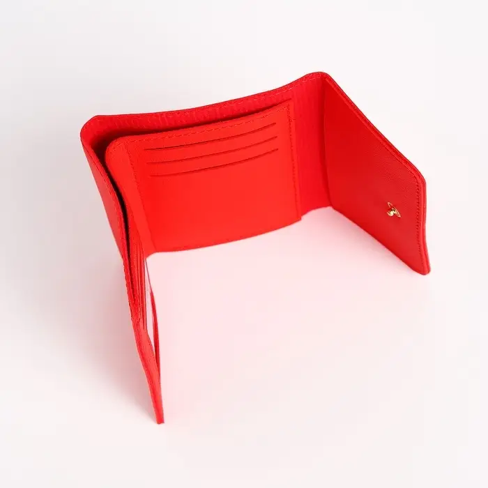 Кошелёк женский на кнопке 11.5&times;0.5&times;9 см, однотонный, алый