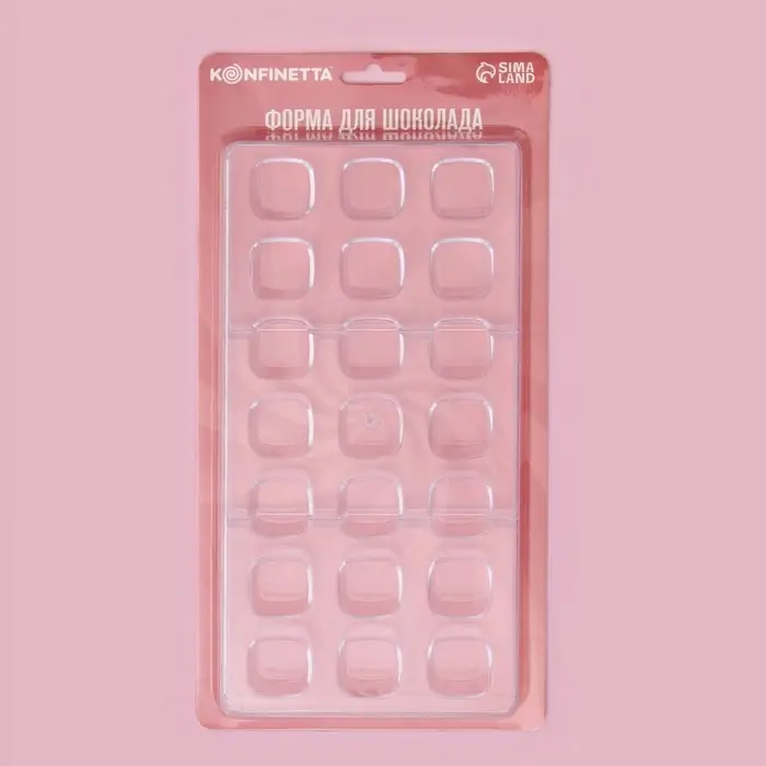 Форма для конфет и шоколада KONFINETTA &laquo;Куб&raquo;, пластик, 27.5&times;13.5&times;3 см, 21 ячейка (2.5&times;2.5 см), прозрачная