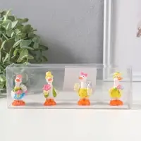 Сувенир полистоун "Гусятки в ярких нарядах" набор 4 шт 2,5х2,5х5,5 см