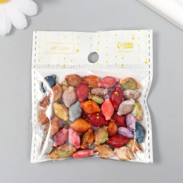 Бусины для творчества пластик "Винтаж. Цветок на глине" МИКС набор 15 гр 0,4х0,9х1,3 см