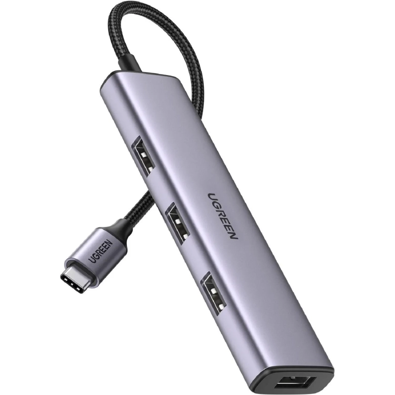 Разветвитель USB Ugreen CM473 (20841) USB-C to 4xUSB 3.0 Hub. серый