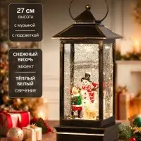Светодиодная фигура &laquo;Девочка и снеговик&raquo; 10.5&times;27&times;10.5 см, пластик, от батареек ААх3, USB, свечение тёплое белое