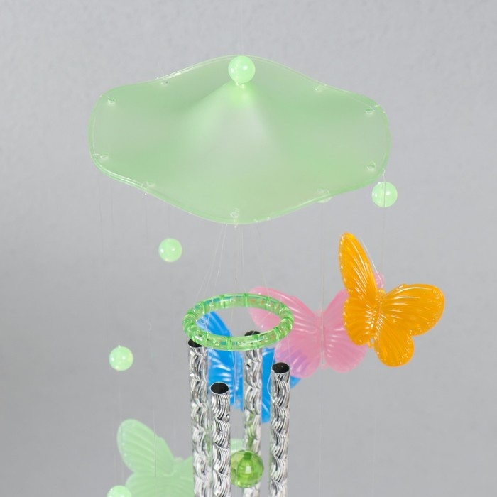 Музыка ветра пластик Музыка ветра пластик "Бабочки" светятся в темноте 4 трубочки + 11 фигурок 67 см МИКС
