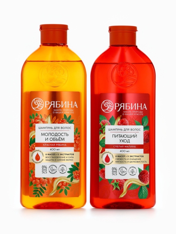 Шампунь для волос, молодость и объем, аромат рябины, 400 мл, Рябина