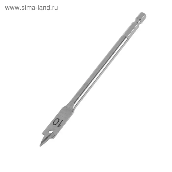 Сверло по дереву перовое ТУНДРА, шестигранный хвостовик, 10&times;152 мм