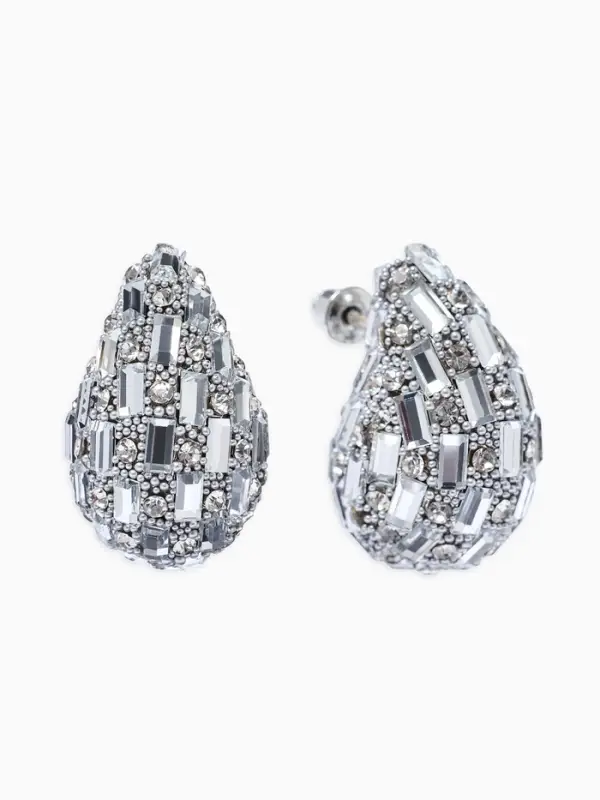 Серьги со стразами &laquo;QF. Капля блеск&raquo;, белые в серебре