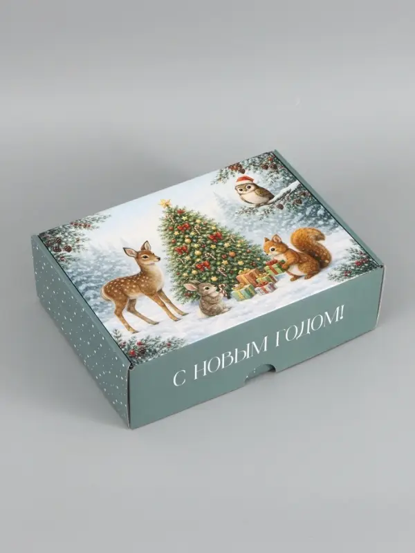 Коробка подарочная, самосборная &laquo;Зимний лес&raquo;,30.7&times;22&times;9.5 см