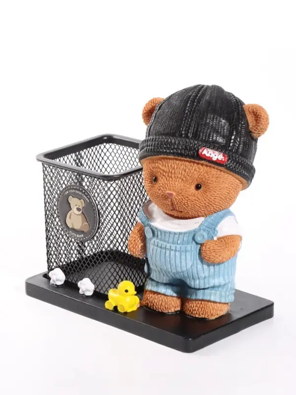Фигура - карандашница&laquo;Медвежонок с уточкой&raquo; полистоун, 8.9&times;15.7&times;16 см