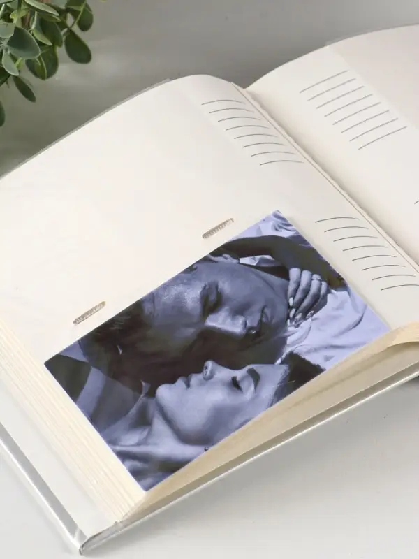 Фотоальбом Делюкс 200ф 10X15см, бум.карм.с мемо, книжн. пер-т., серебро