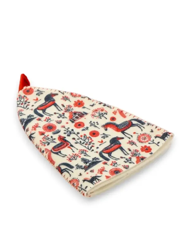 Шапка для бани и сауны &laquo;Мезенские кони&raquo;, полиэфир, шерсть