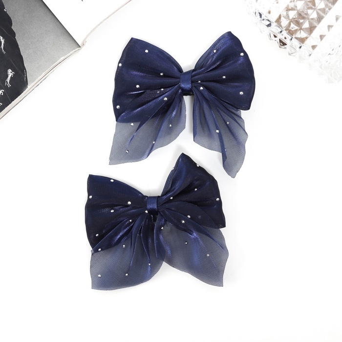 Зажим для волос  Зажим для волос "Марта" (набор 2 шт) нежность блеск, 7,5 см, синий