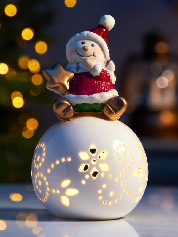 Светодиодная фигура Светодиодная фигура "Снеговик на шаре" 13.2х8.8х8.8, 1 LED, LR44x3(в компл.), Т/БЕЛЫЙ