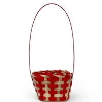 Корзина плетеная 13 х 13 х 9,5 см, ручка h=21 см, красно-белый
