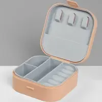 Шкатулка - органайзер для хранения украшений, 9&times;9&times;3.8 см, розовая