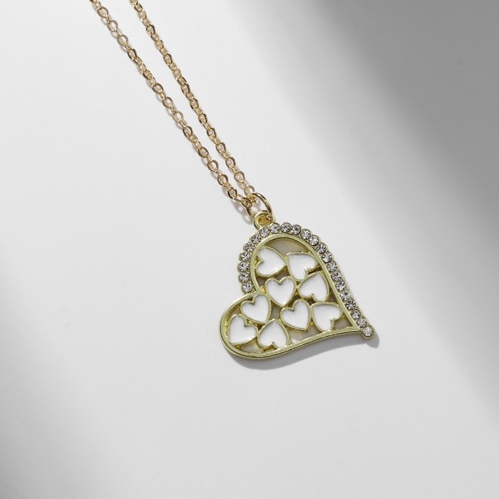 Кулон «Прелесть» сердце, ассорти, цвет белый в золоте, 40 см Кулон «Прелесть» сердце, ассорти, цвет белый в золоте, 40 см